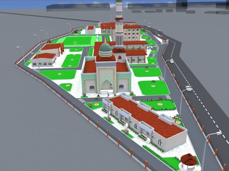 Maquette du projet à Conakry : madrassah, mosquée et bibliothèque